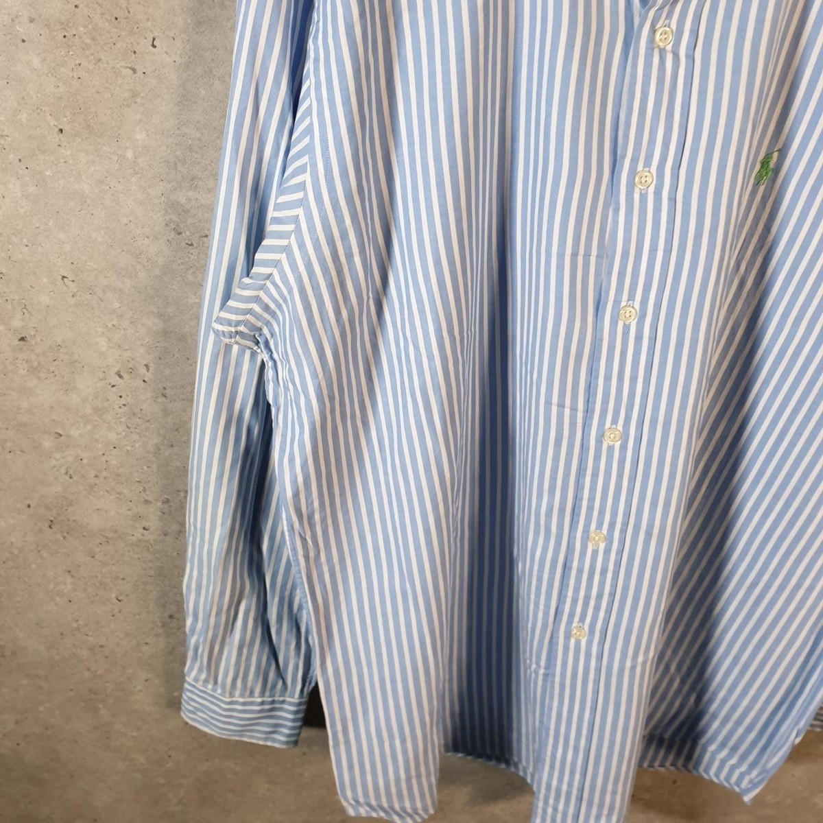 Vintage Ralph Lauren Button Down Shirt Men’s Large Blue Cotton Striped Pony | eBay UK