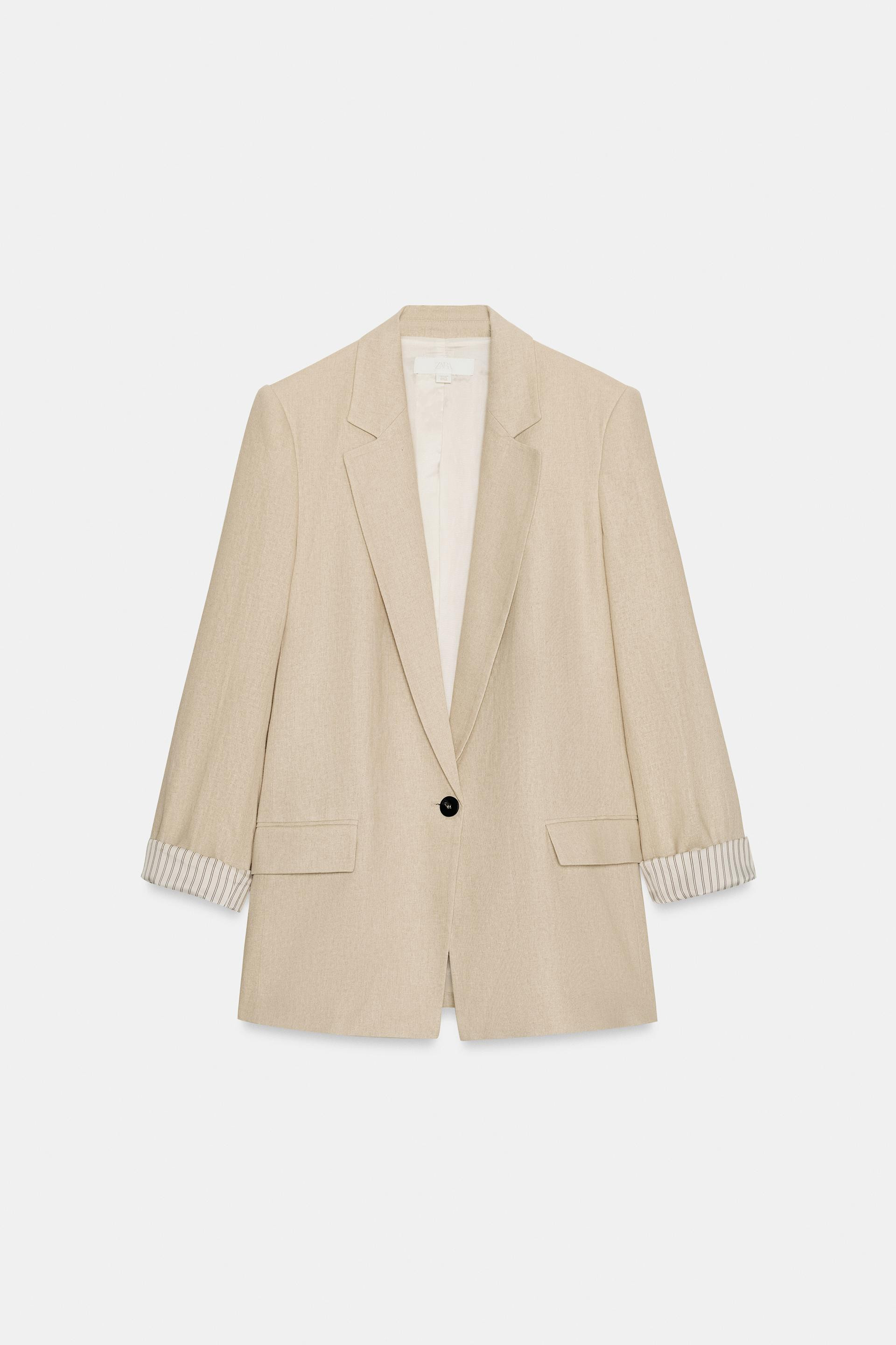 BLAZER WITH LINEN ROLLED-UP SLEEVES | Zara US