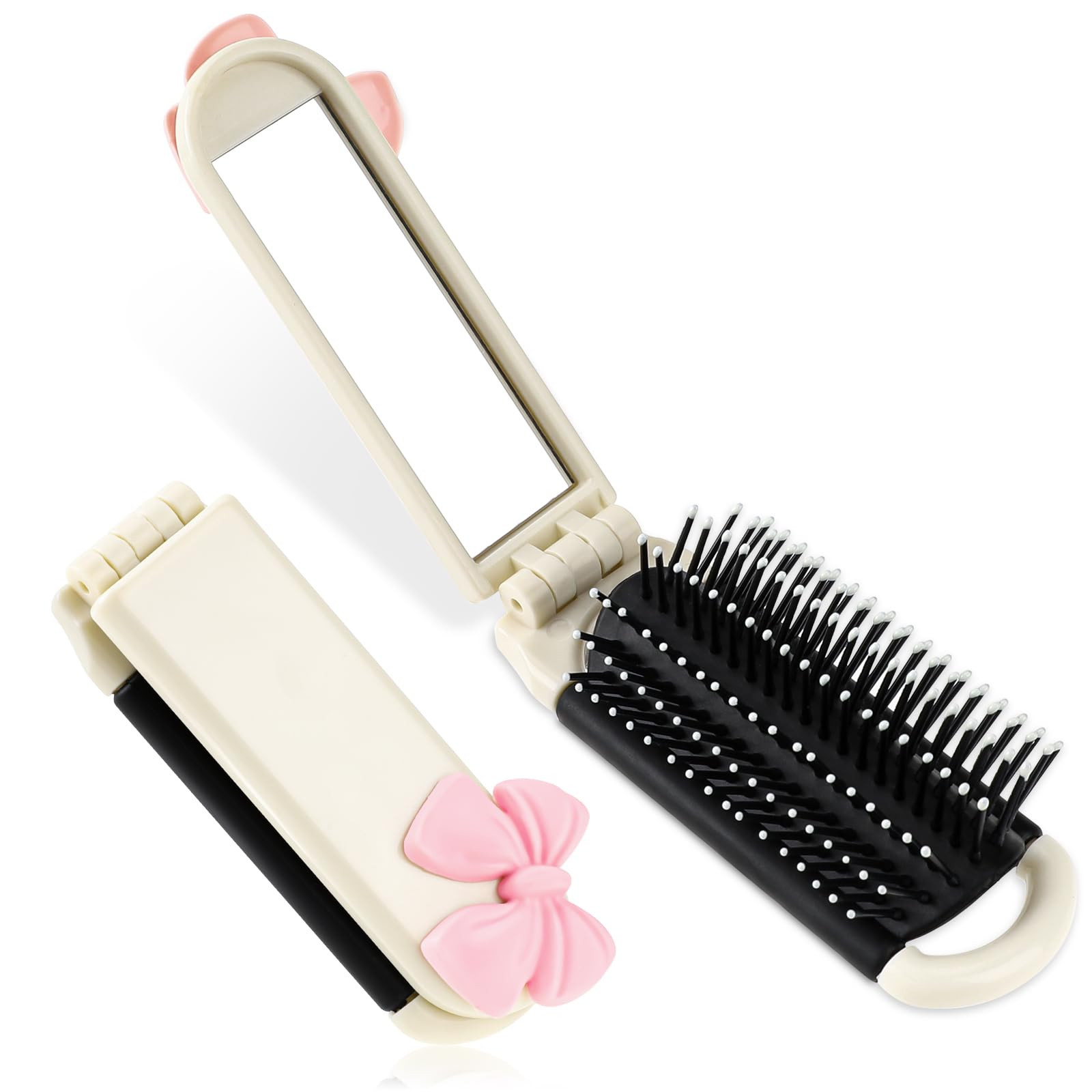Folding Travel Hair Brush with Removable Mirror, Collapsible Compact Design, Massage Comb for Gym... | Amazon (US)