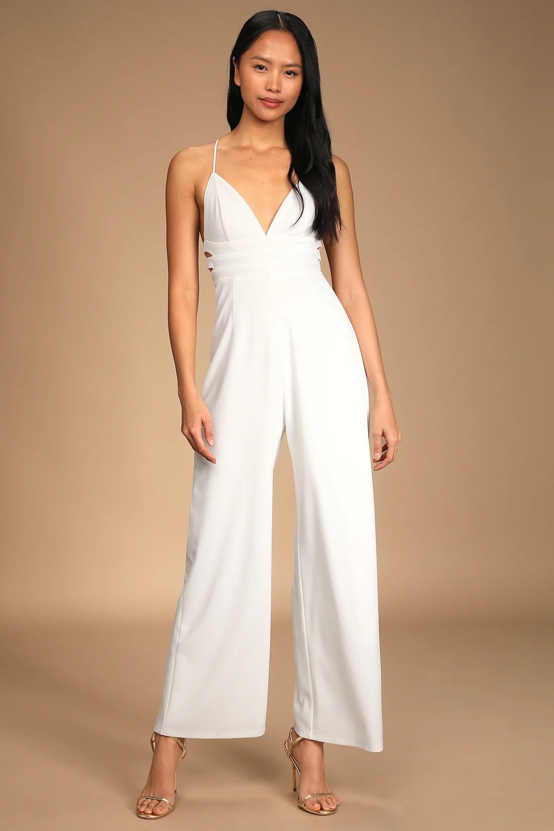 Bursting with Boldness White Tie-Back Wide-Leg Jumpsuit | Lulus (US)