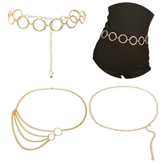 AnVei-Nao Gold Waist Chain Belt for Women Metal Hoop Link Waistbands Charm Belly Body Chain Bikin... | Amazon (US)