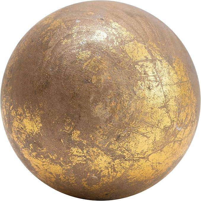 Creative Co-Op Mango Wood Foil Finish Orb, 4", Gold | Amazon (US)