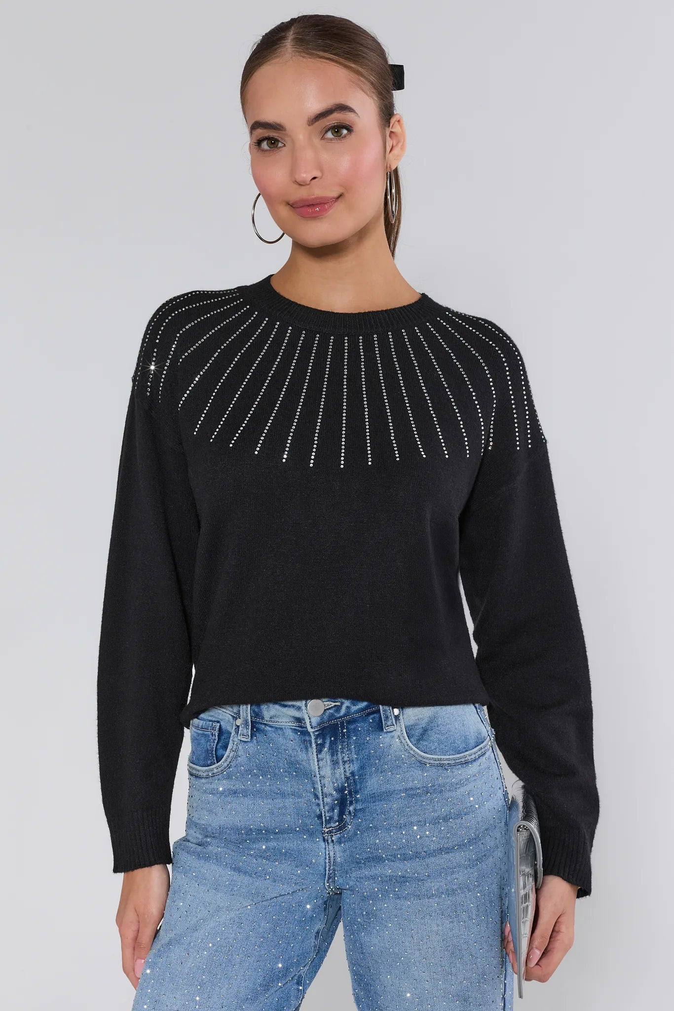 Sondra Black Embellished Sweater | Avara