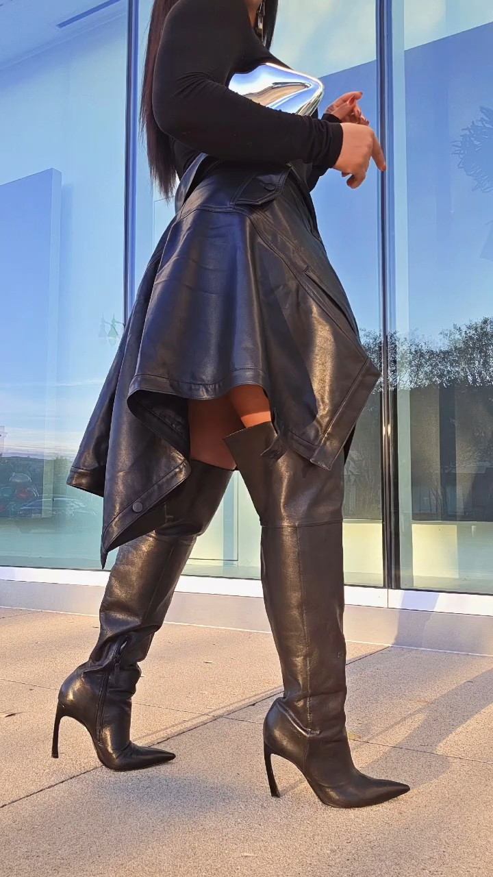 I took this Anthropologie cape-style leather jacket and decided to have a little fun with it. I turned it into an overlay skirt and honestly, I’m obsessed. 😌🖤There’s something so satisfying about reimagining a piece you already own and making it feel brand new. Paired it with thigh-high boots and a sleek clutch for a look that’s giving bold, confident, and a little unexpected.Would you try styling a jacket like this?

#LTKstorytime #LTKootd #LTKOver40