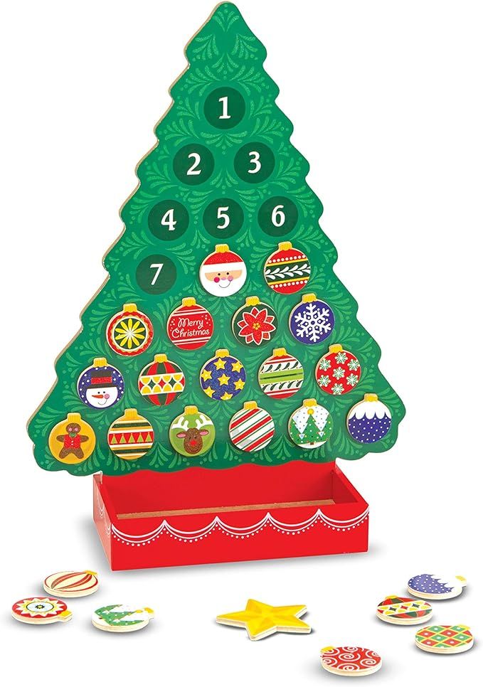 Melissa & Doug Countdown to Christmas Wooden Advent Calendar - Magnetic Tree, 25 Magnets , Orange | Amazon (US)