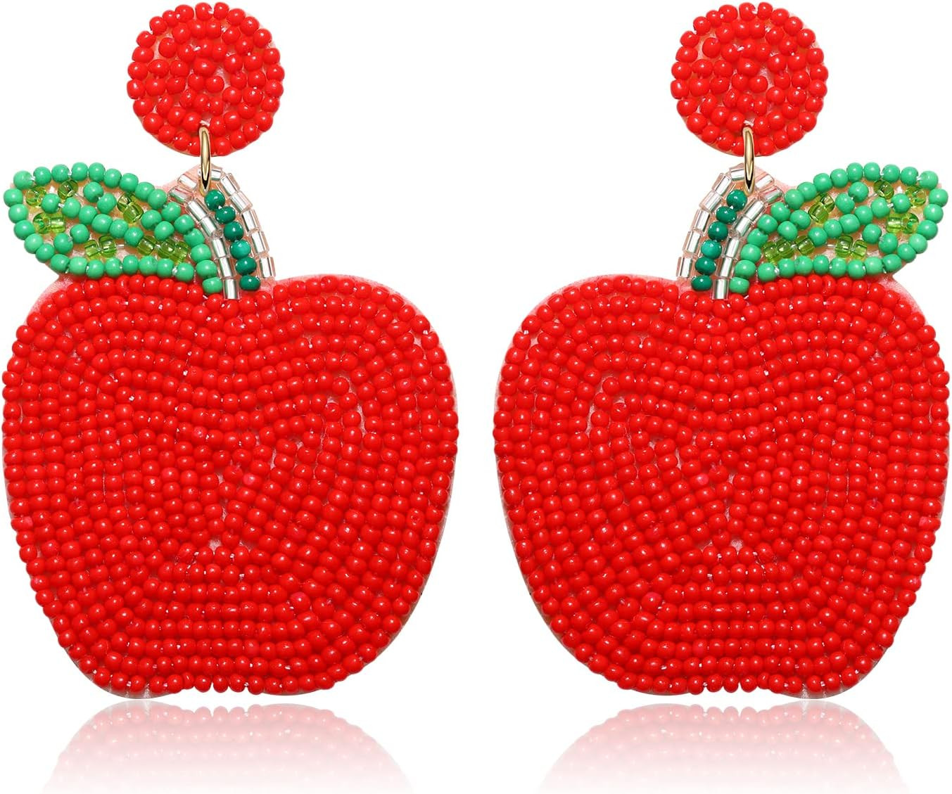 Beaded Earrings HandmadeTeacher Apple Bead Dangling Earrings Funny Fruit Drop Dangle Earrings for Women Teacher’s Day Appreciation Back to School Jewelry Gifts | Amazon (US)