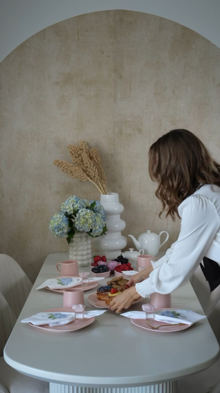 Hydrangea dessert table with matching @JacarandaLiving embroidered napkins 🌸 #ad #tablescape 

#LTKHome #LTKParties #LTKFindsUnder50
