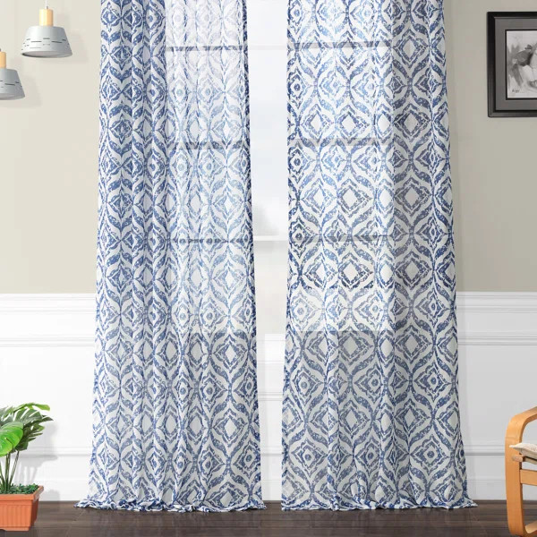 Luann Printed Ikat Sheer Rod Pocket Single Curtain Panel | Wayfair North America
