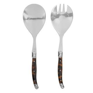 2-Piece Laguiole Connoisseur Tortoise Shell Stainless-Steel Salad Servers | The Home Depot