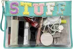 HAIBOLAN Monogram Clear Travel Patch Pouch Stadium Transparent Cosmetic Bag Wristlet PVC Waterpro... | Amazon (US)