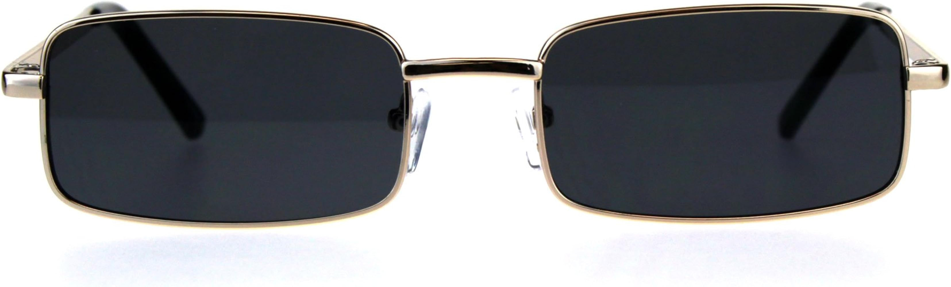 SA106 Mens Retro Vintage Narrow Rectangular Pimp Metal Sunglasses | Amazon (US)