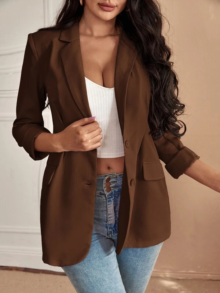SHEIN SXY Lapel Neck Single Breasted Blazer | SHEIN