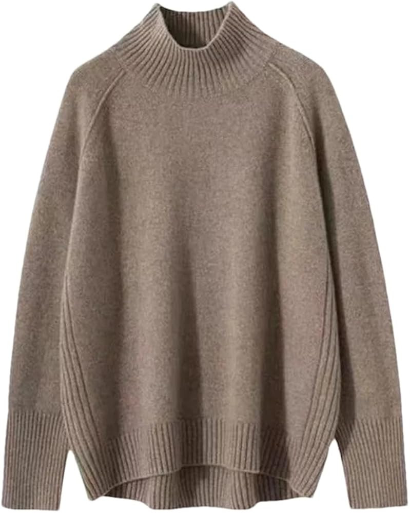 Solid Cashmere Sweater Women's Turtleneck Thick Pullovers Loose Wool Knit Bottom Shirt Jumpers | Amazon (US)