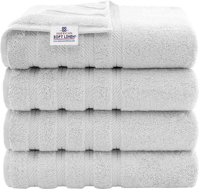 American Soft Linen Luxury 4 Piece Bath Towel Set, 600 GSM 100% Cotton Turkish Bath Towels for Ba... | Amazon (US)
