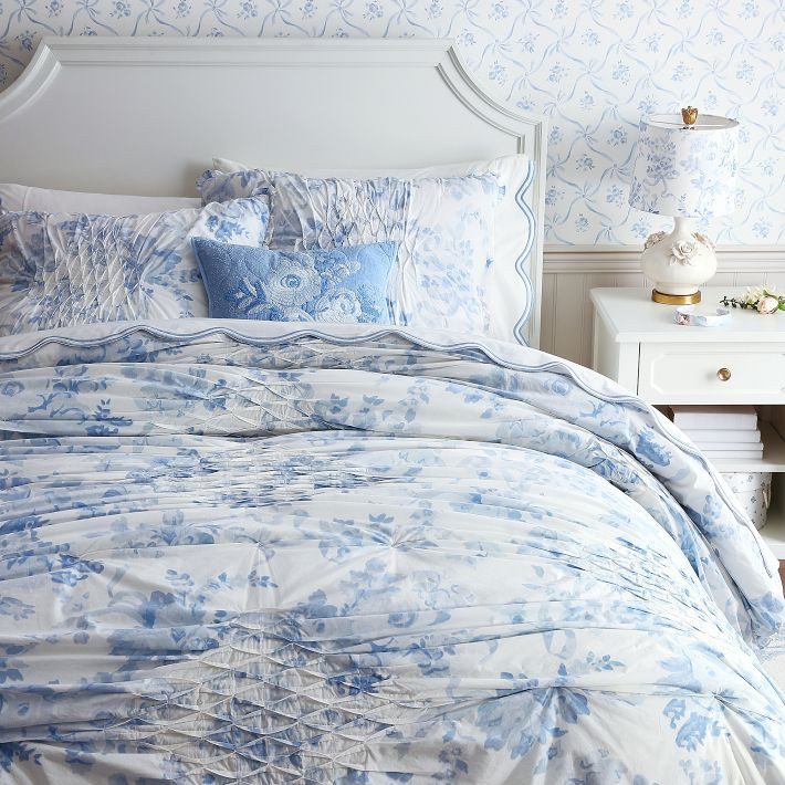 LoveShackFancy Garden Damask Smocked Quilt | Pottery Barn Teen