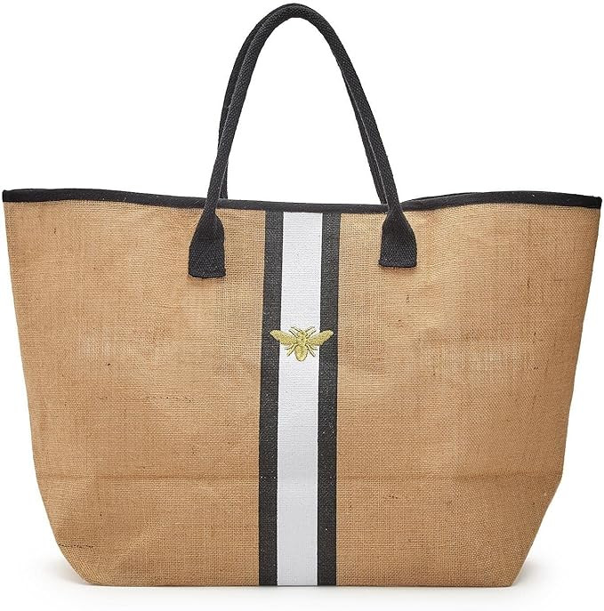 Two's Company Golden Bee Jute Tote Bag Assorted 2 Colors | Amazon (US)