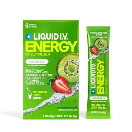 Liquid I.V.® Strawberry Kiwi Sugar-Free Hydration Multiplier® Powdered Electrolyte Drink Mix, 6 Count Packets | Walmart (US)