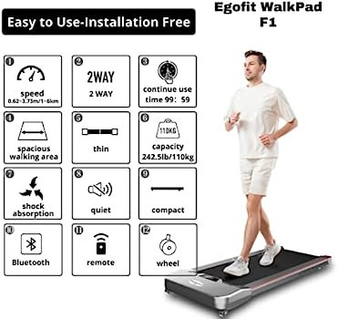 Egofit Walkpad Under Desk Treadmill Walking Pad Portable Flat Treadmill for Home&Office Exerciser... | Amazon (US)