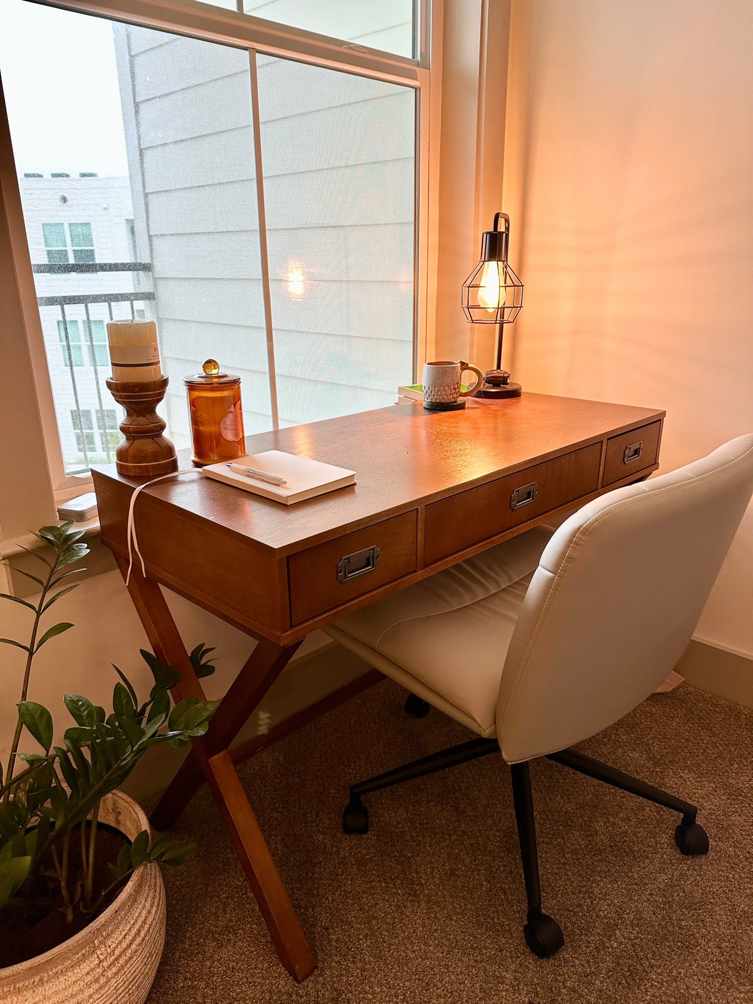 A perfect work from home setup. This chair isn’t the exact one pictured, but is similar. I swear by this chair, love how wide it is and doesn’t make my back sore from sitting a few hours at a time. Desk is also linked, however, they no longer carry the wooden version at Target. 

#LTKFindsUnder100 #LTKGiftGuide #LTKFamily