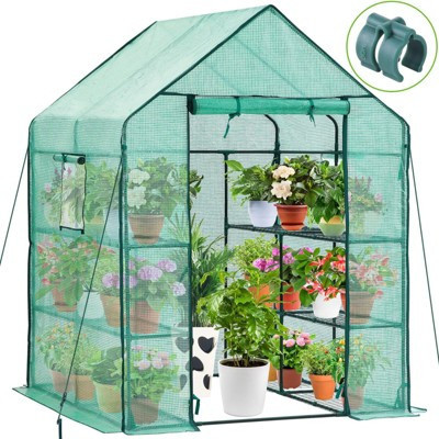 NAYSAYE Walk In Greenhouse Multi Layer Plant Growing Rack With Screen Windows Protective Cover Garden Plant Shelter for Backyard Patio, Green | Target