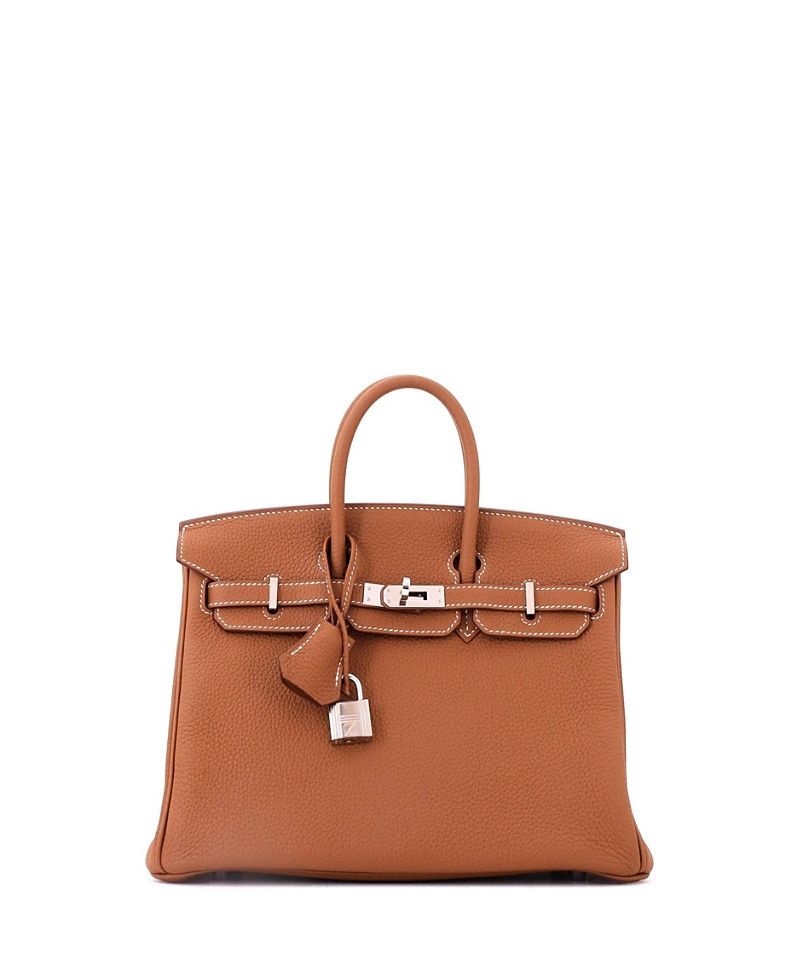 Pre-Owned HERMES Birkin 25 Handbag Brown Togo with Palladium Hardware | Bloomingdale's (US)
