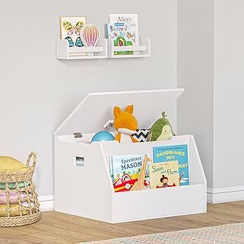 RiverRidge Kids Toy Storage Box with Front Bookrack and 2 10" Floating Bookshelves - White | Amazon (US)