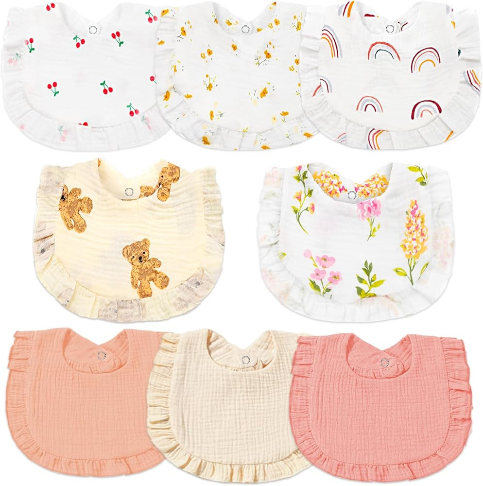 Muslin Baby Bibs for Baby Girls, Muslin Bibs Drool Bandana Bibs | Amazon (US)