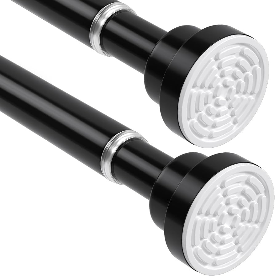 Tension Curtain Rod 30 To 49 Inch Black Tension Rods Adjustable Spring Loaded Curtain Rods 7/8" C... | Amazon (US)