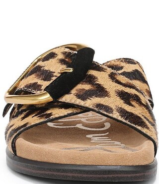 Sam Edelman Darla Leopard Print Calf Hair Cross Buckle Hardware Slide Sandals | Dillard's | Dillard's