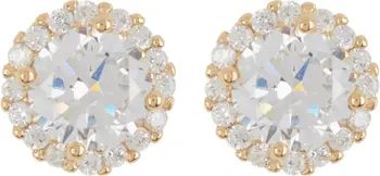 Adornia 14K Yellow Gold Plated Swarovski Crystal Halo Stud Earrings | Nordstromrack | Nordstrom Rack