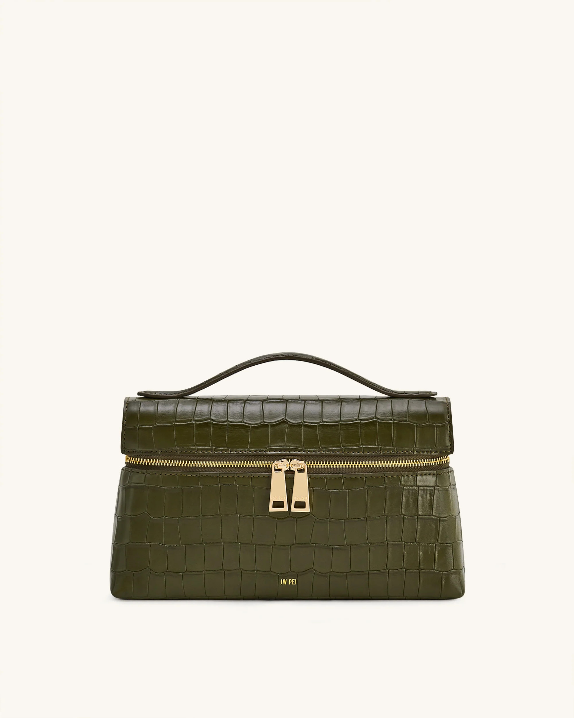 Thea Croc-Embossed Top Handle Bag - Olive Green | JW PEI US