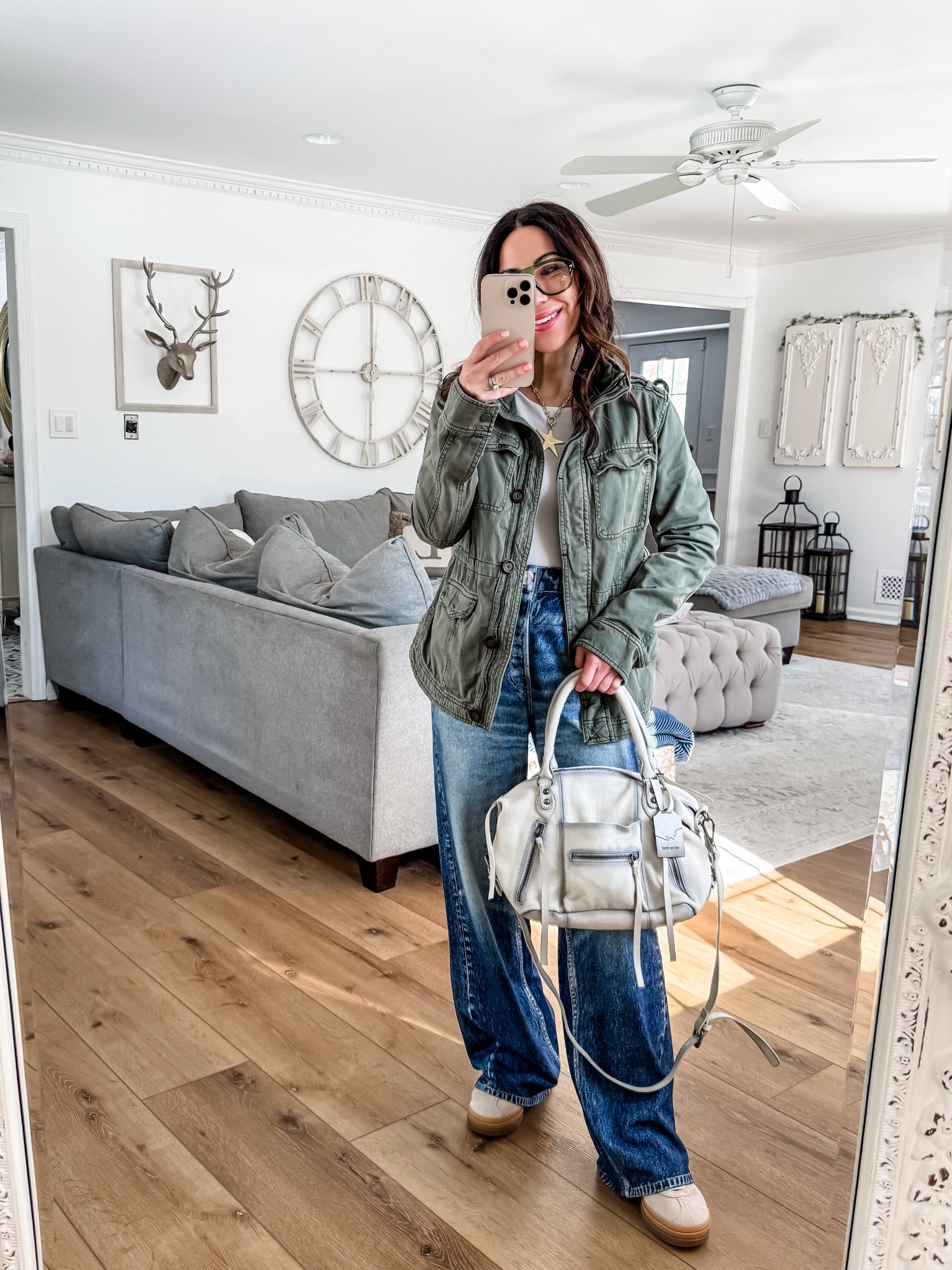 Sweatpant jeans code TAMMY10. 
Baggy jeans, small. Tops small. Military jacket small. Sneakers TTS. Jeans code TAMMY10. Jewelry code HOUSEOFLEO20. Glasses code TAMMY10AM. 

#LTKPetite #LTKOver40 #LTKSaleAlert

#LTKSaleAlert #LTKOver40 #LTKPetite