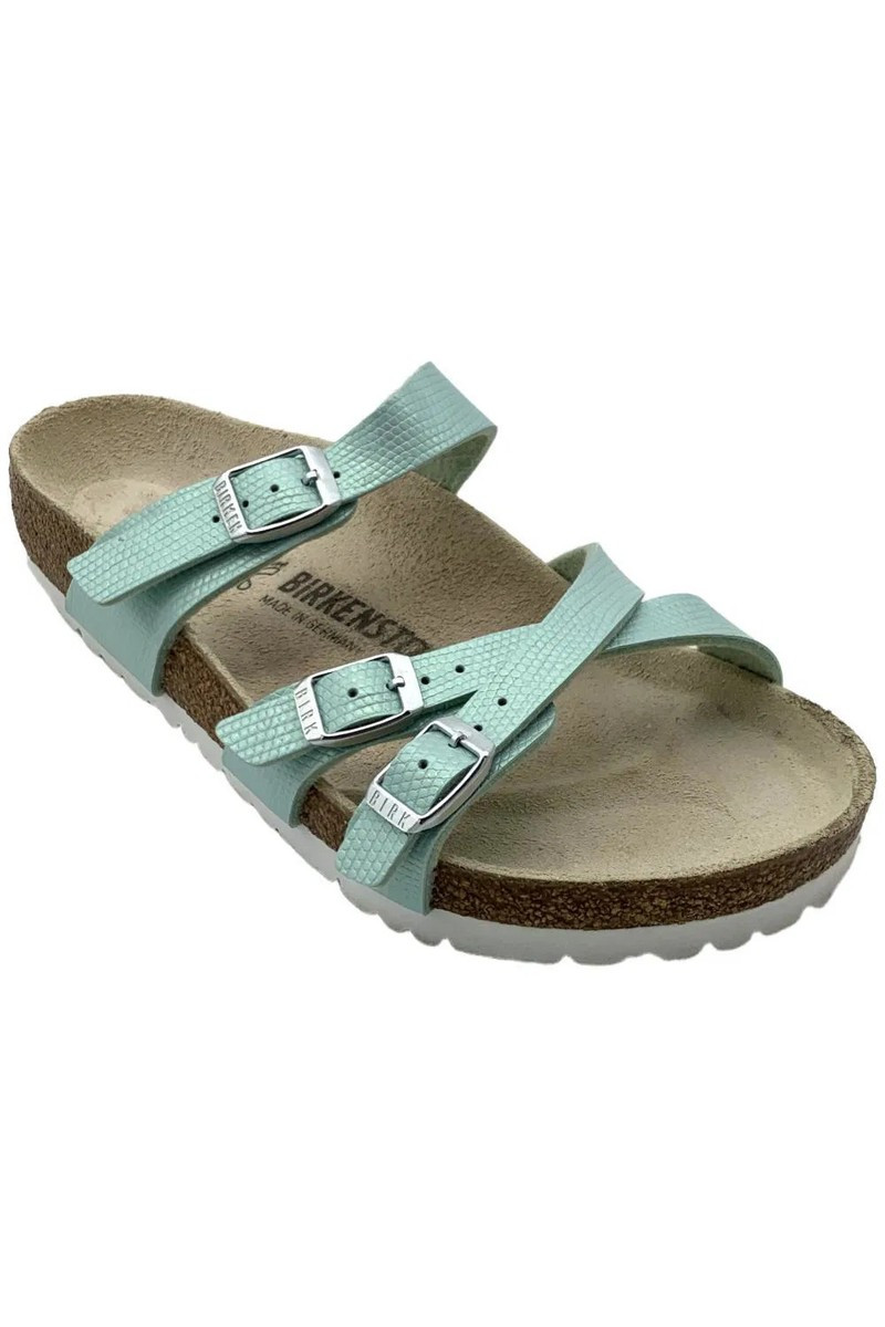 Pre-loved PartnerBirkenstock Women's Franca Birko-Flor Shiny Lizard Surf Green | eBay US