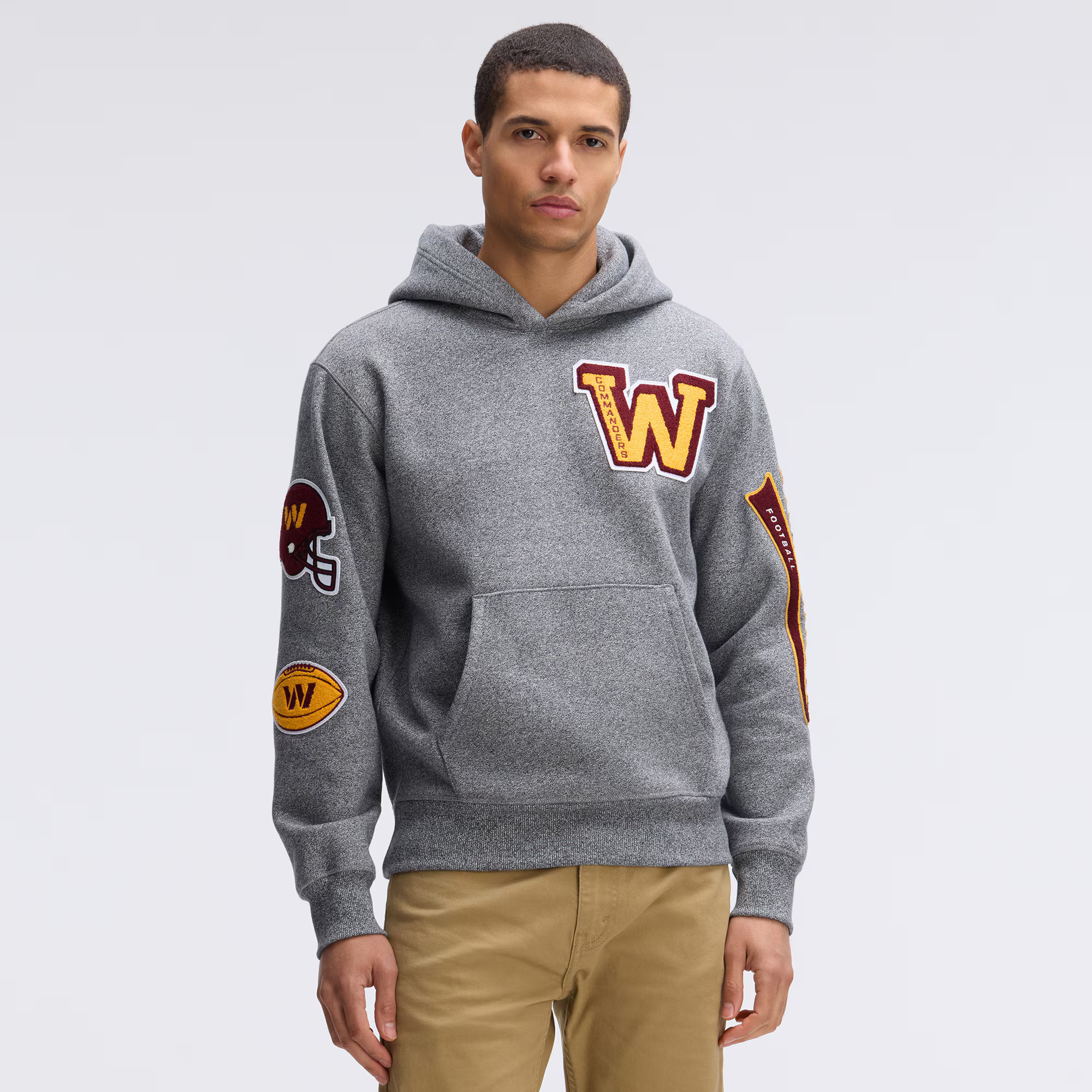 Washington Commanders Fanatics Athletic Heather Gray IconicFleece Letterman Hoodie | NFL Shop