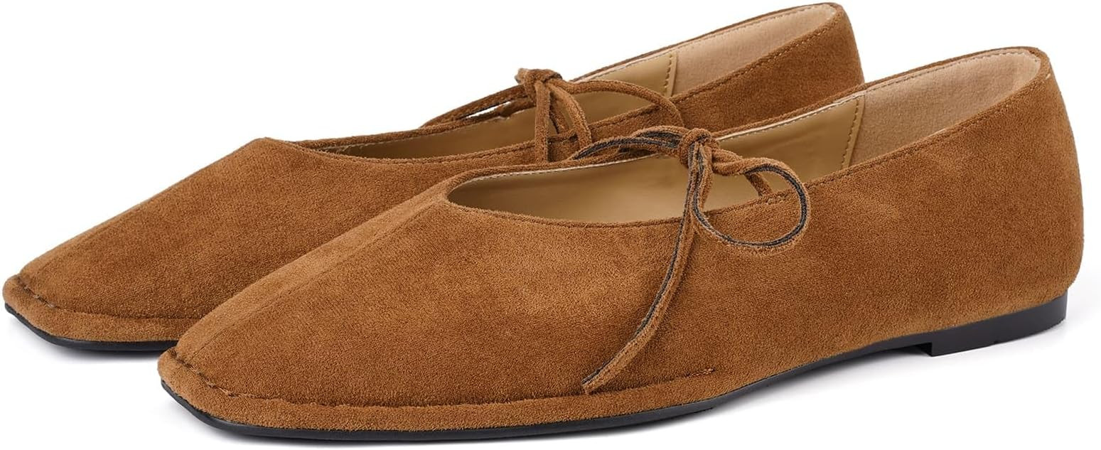 Ballet Flats for Women Square Toe Mary Jane Shoes | Amazon (US)