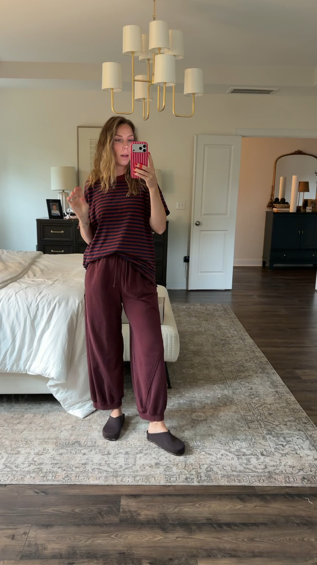 Wearing small in pants and tee