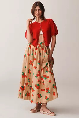 The Jacie Poplin Printed Midi Skirt by Maeve | Anthropologie (US)