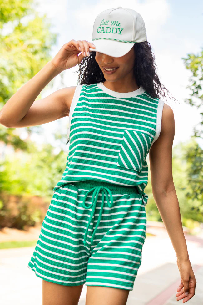 Eloise Green Striped Pocket Tank | Pink Lily