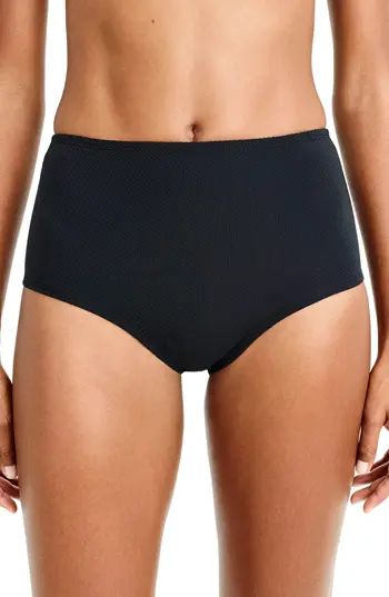 Women's J.crew Pique High Waist Bikini Bottoms, Size XX-Small - Black | Nordstrom