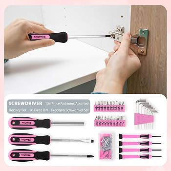 KingTool 149-Piece Pink Tool Kit - Basic Home Repair Tool Set, Small Tool Kit with Plastic Toolbo... | Amazon (US)