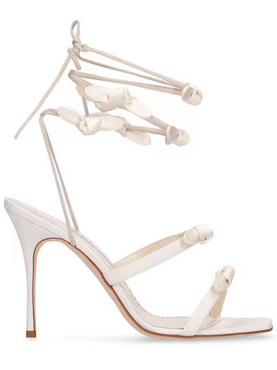 Manolo Blahnik - 105mm fiocco embellished sandals - White | Luisaviaroma | Luisaviaroma