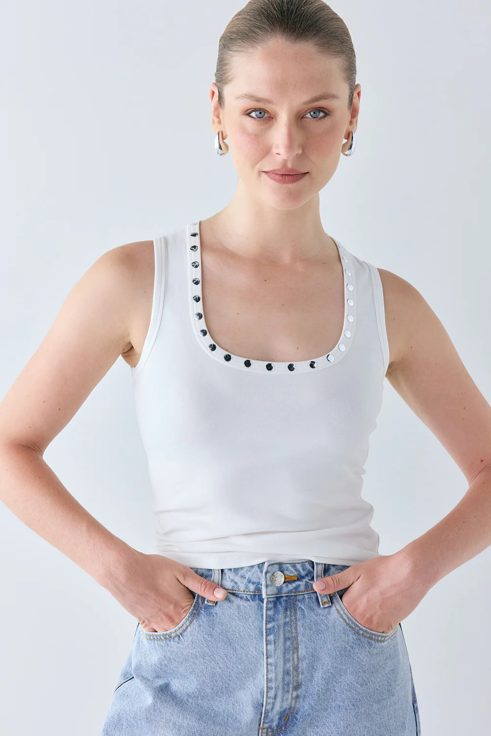 Cora Studded Tank White | VRG Grl