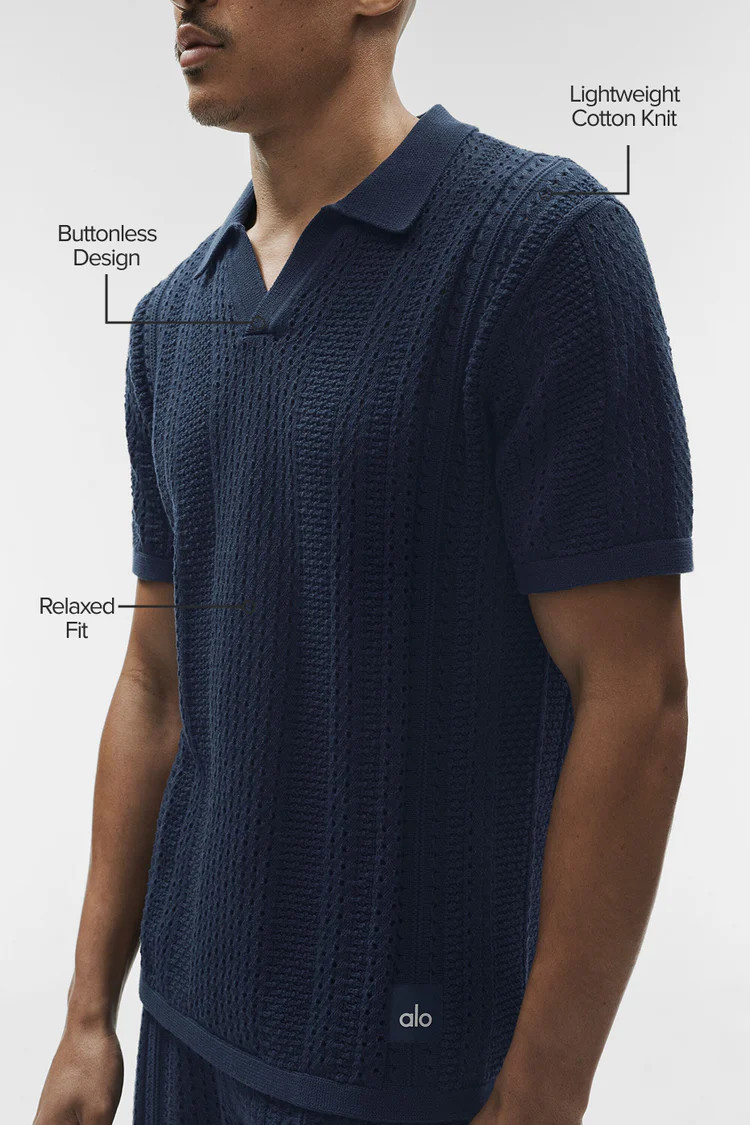 Coastline Knit Short Sleeve Polo | Alo Yoga