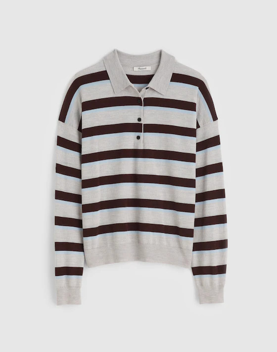 Striped Polo Sweater in 100% Merino Wool | Madewell