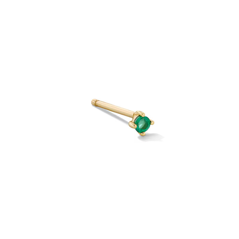 2.0mm Emerald Solitaire Single Cartilage Stud Earring in 14K Gold | Zales