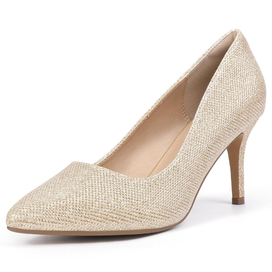 IDIFU IN3 High Heels Pumps Closed Toe Heels Women's Pumps Stiletto Pointed Toe Dress Shoes Weddin... | Amazon (US)