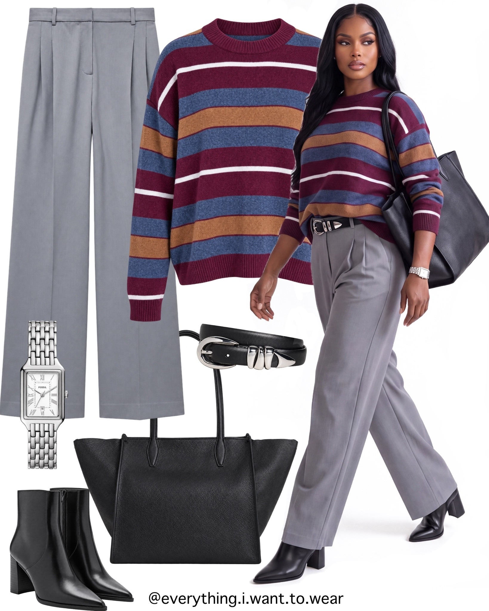 Proof office dressing doesn't have to be boring.

Plaid blazer with burgundy trousers, a classic pinstripe skirt suit, and a cozy striped sweater with tailored trousers.

Swipe to see all 3 →

Workwear outfit, office outfit, business casual, work outfit ideas, blazer outfit, pencil skirt outfit, fall office style, professional outfit, tailored trousers, work style #WorkwearOutfit #OOTD #OfficeOutfit #FallOutfitIdeas #StyleInspo