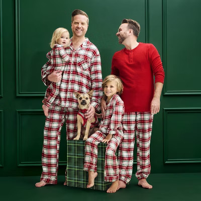 Toddler Holiday Plaid Sweater Knit Matching Family Pajama Set 2pc - Wondershop™ Cream | Target