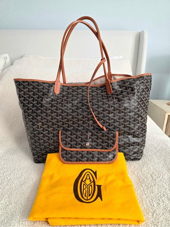 Goyard Saint Louis GM Black with Tan/Gold Trim with Pouch | Poshmark