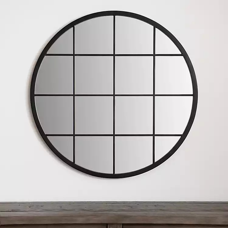 New!Jackson Round Windowpane Linear Mirror | Kirkland's Home